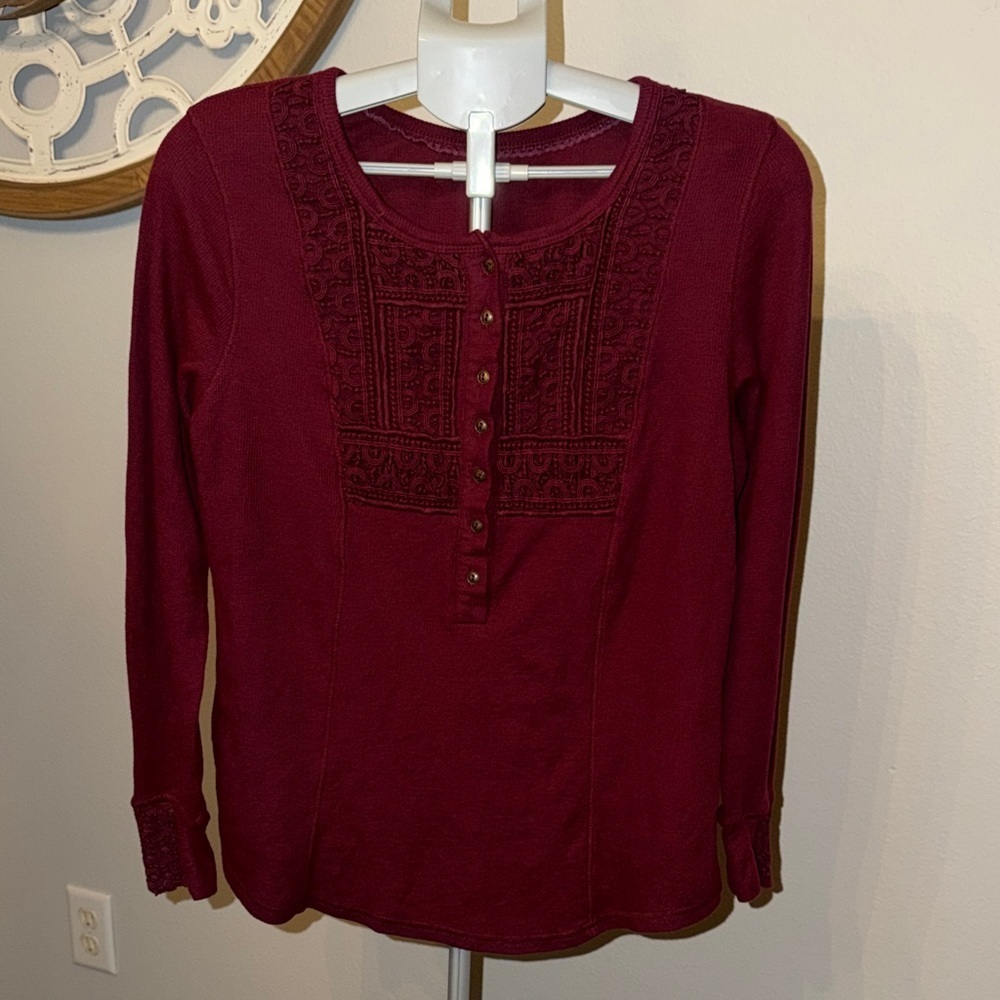 Passport Deep Red Long Sleeve Top